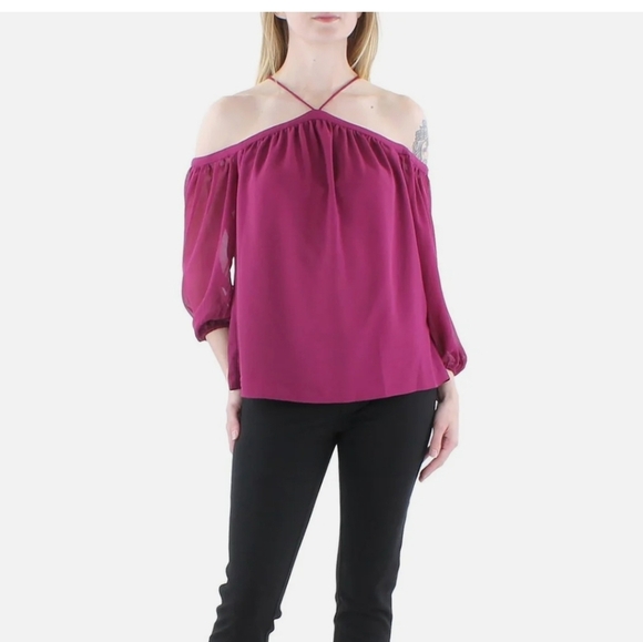 1. State Tops - 1.State halter cold shoulder top